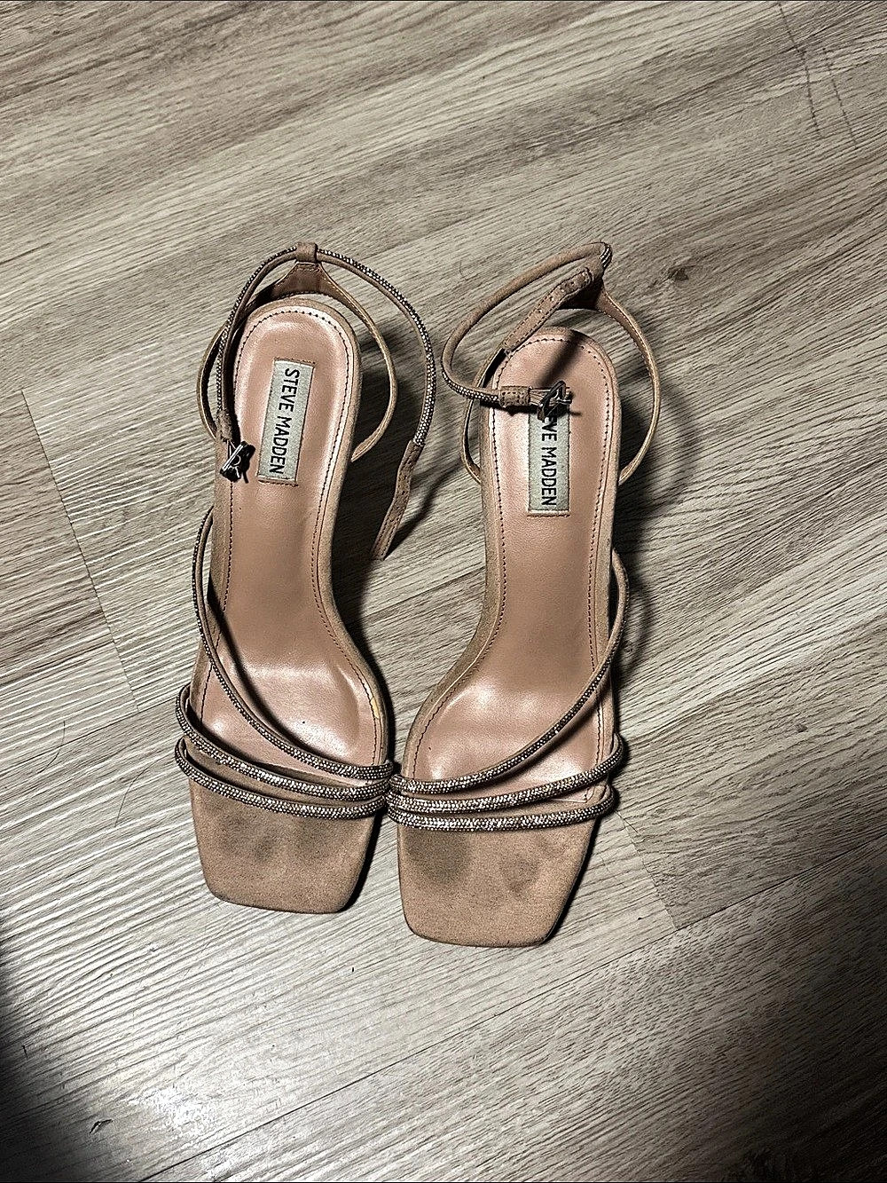 Steve Madden Collette Embellished Square-Toe Heels in Brown size 10